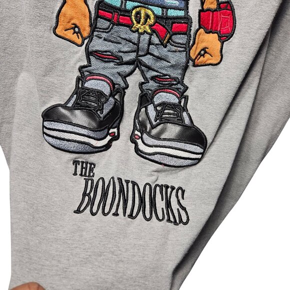 The Boondocks Graphic T-Shirt W/ Embroidered Huey Character Design Gray Short Sl - Picture 3 of 9